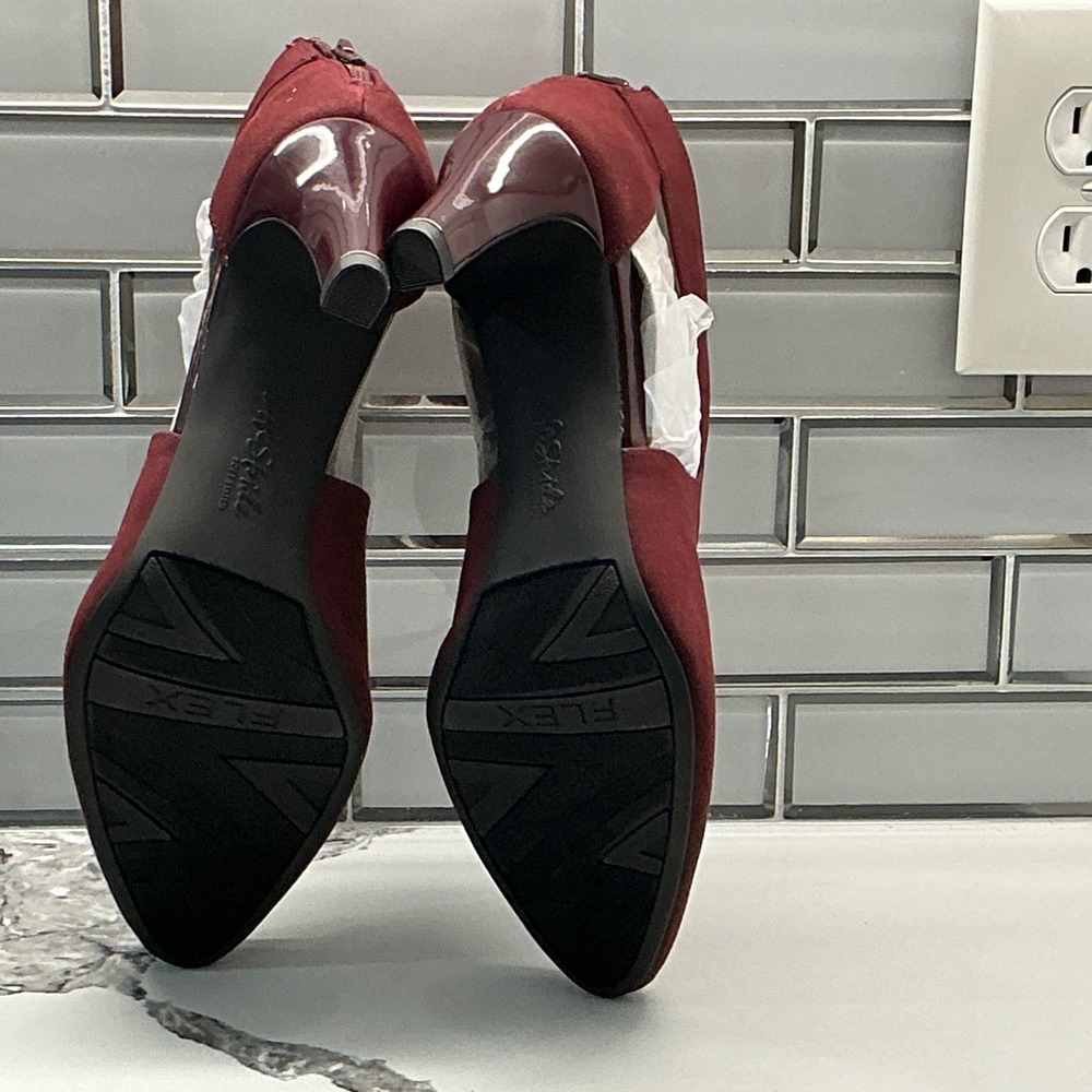 LifeStride Giovanna 2 Wine Suede Block Heel Cutout Ankle Bootie Pumps 9.5 WIDE - Picture 5 of 6